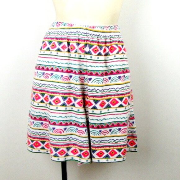 Vintage 80/90s Womens Blast Shorts Medium Knit Pastel Tribal Print Elastic Waist - Picture 1 of 10